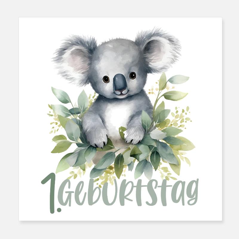 Erster Geburtstag Koala Poster 20x20 cm