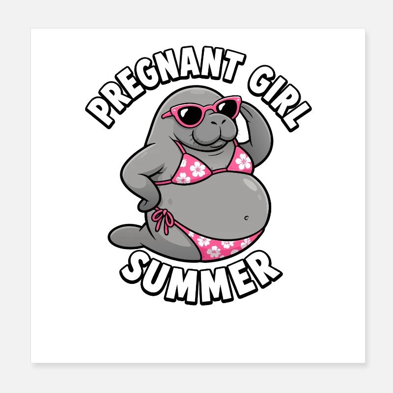 Fille enceinte, été, plage, lamantin, désir Poster 20 x 20 cm