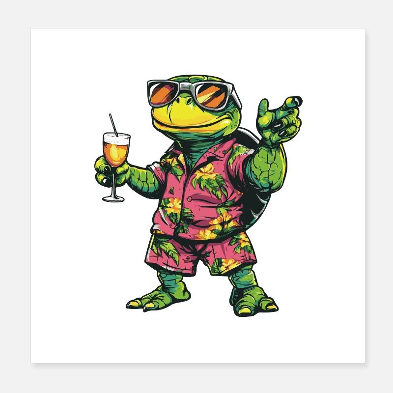 Été de la bande dessinée Turtle Poster 20 x 20 cm