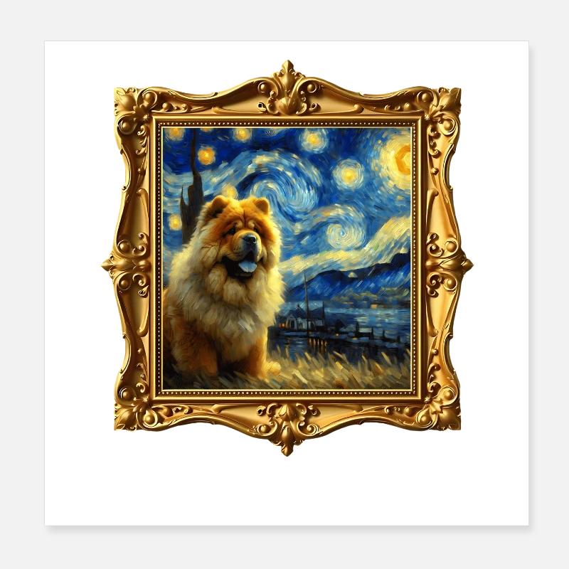 Chowchow Starry Night Poster 8" x 8" (20x20 cm)