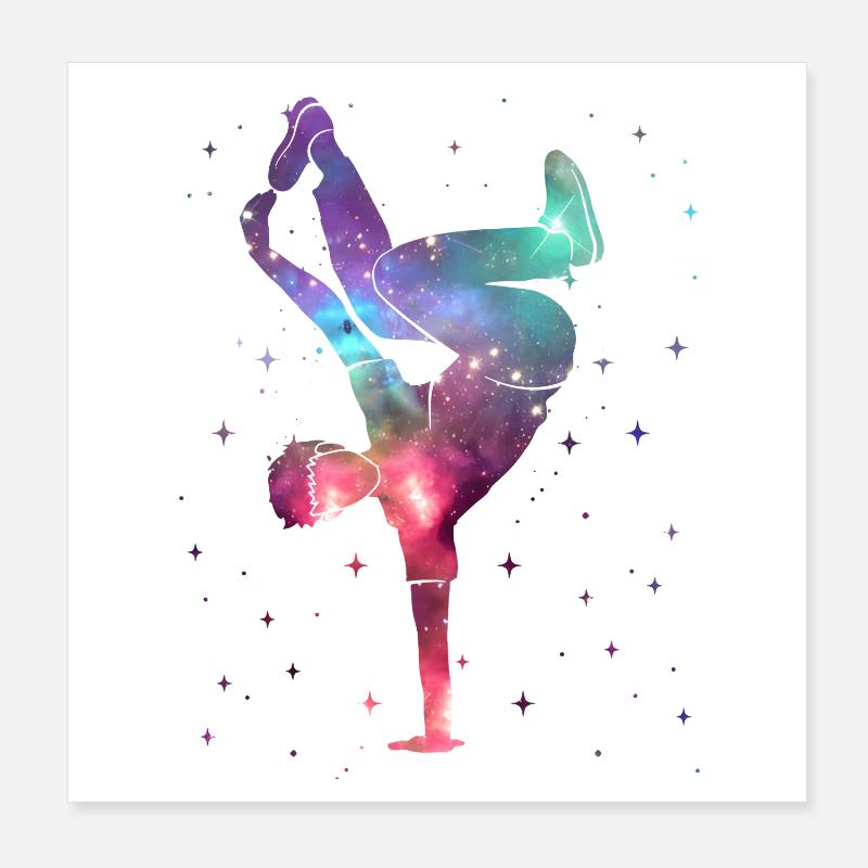Breakdancing Breakdancer Weltraum Breakdance Poster 20x20 cm