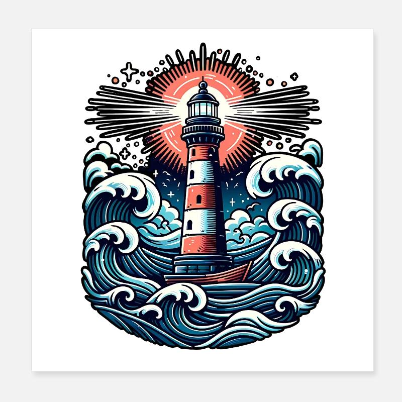 Leuchtturm Poster 20x20 cm