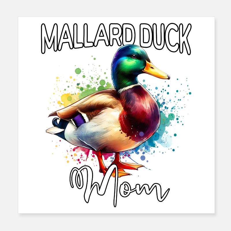 Maman du canard colvert Poster 20 x 20 cm