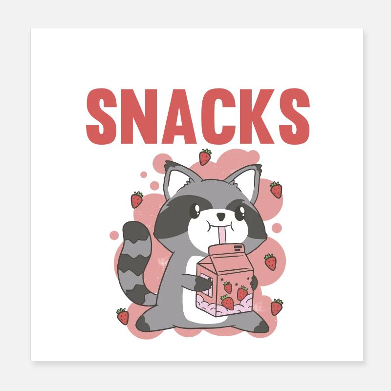 I Require Snacks Trash Panda Raccoon Poster 8" x 8" (20x20 cm)