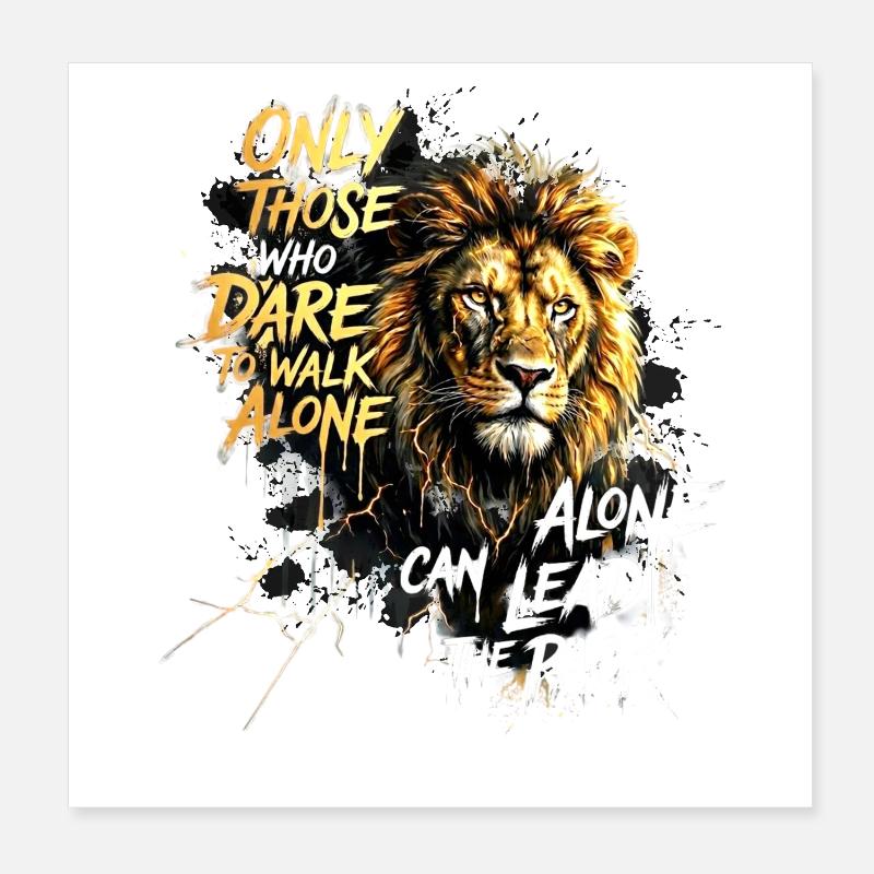 Löwe Motivation Leader Spruch Poster 20x20 cm