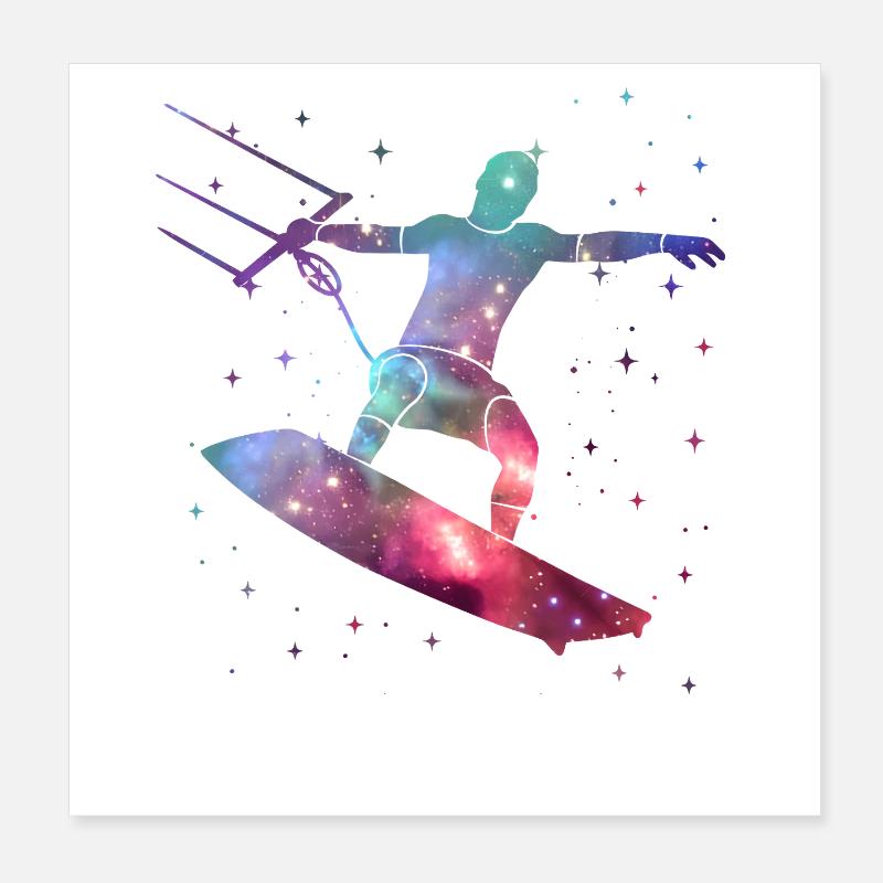 Kite Surfing Kitesurf Space Kids Kitesurfing Poster 20 x 20 cm