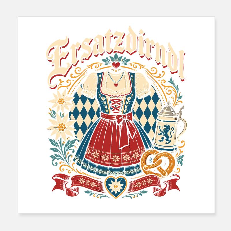 Bayerisches Dirndlzauber Poster 20x20 cm