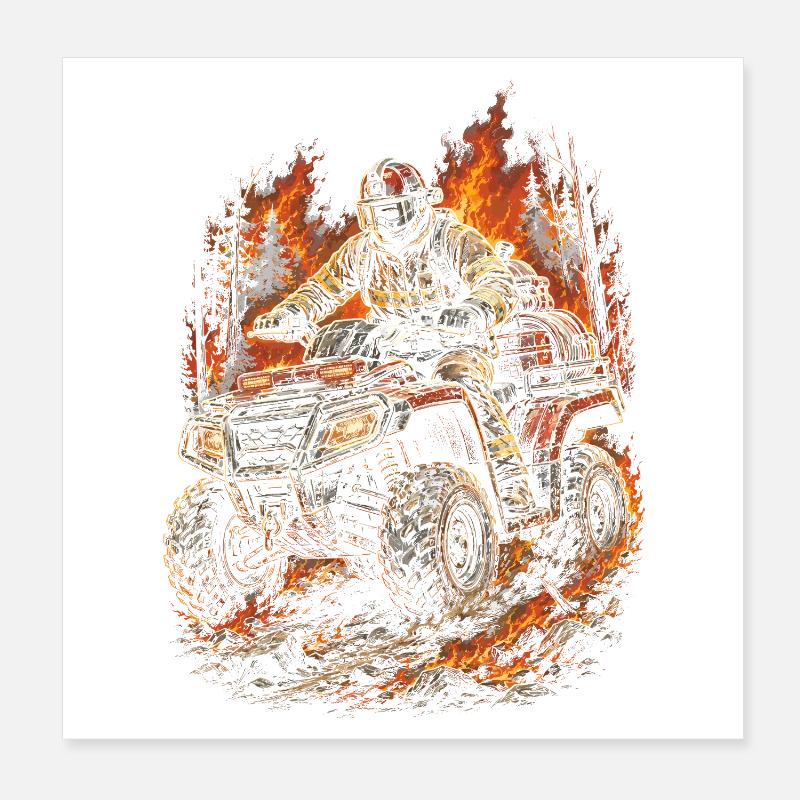 ATV Quad Conduite Quad Quad Quad Riders Pompier Poster 20 x 20 cm