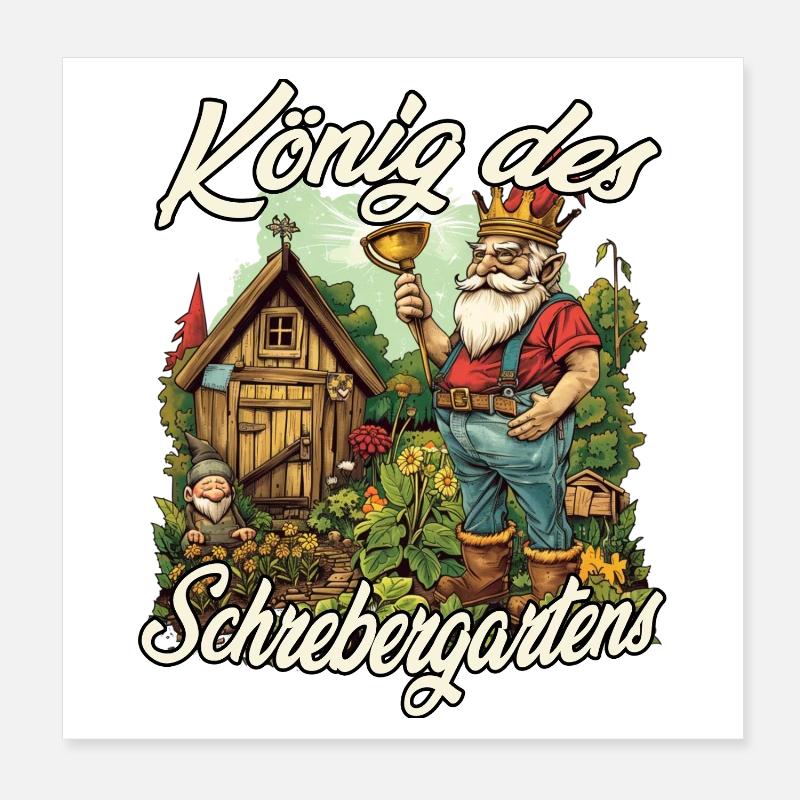 Gartenlaube Schrebergarten Gartenzwerg Hobbygarten Poster 20x20 cm