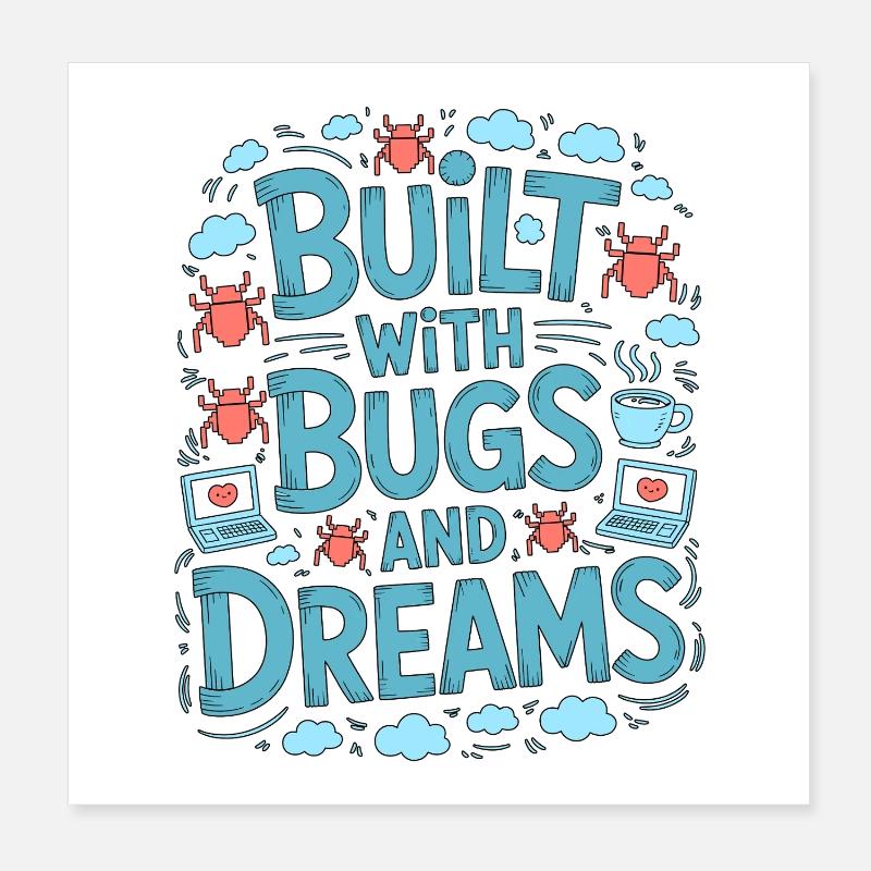 Game Developer Built With Bugs And Indie Developer Poster 20x20 cm