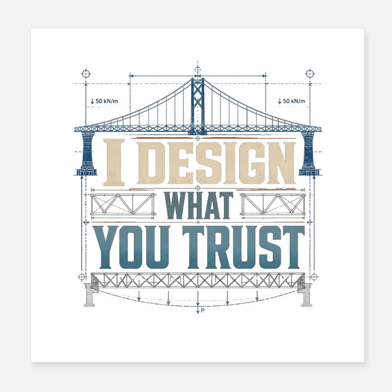 Bridge Engineer Civil Engineering Poster 8" x 8" (20x20 cm)