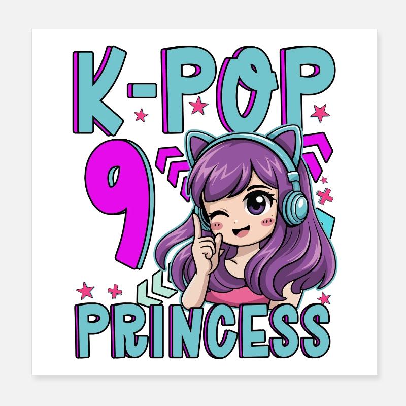 Princesse K-Pop Anniversaire de 9 ans Poster 20 x 20 cm