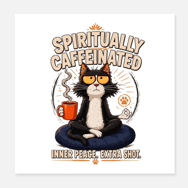 Spirited Cat Kaffeemeditation Poster 20x20 cm
