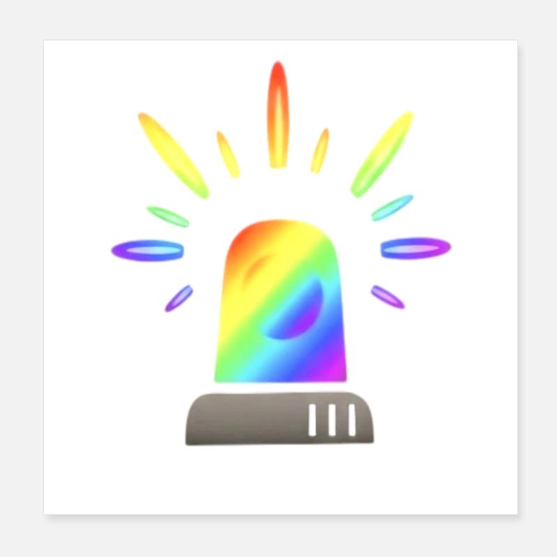 Regenbogen Sirene Warnleuchte Poster 20x20 cm