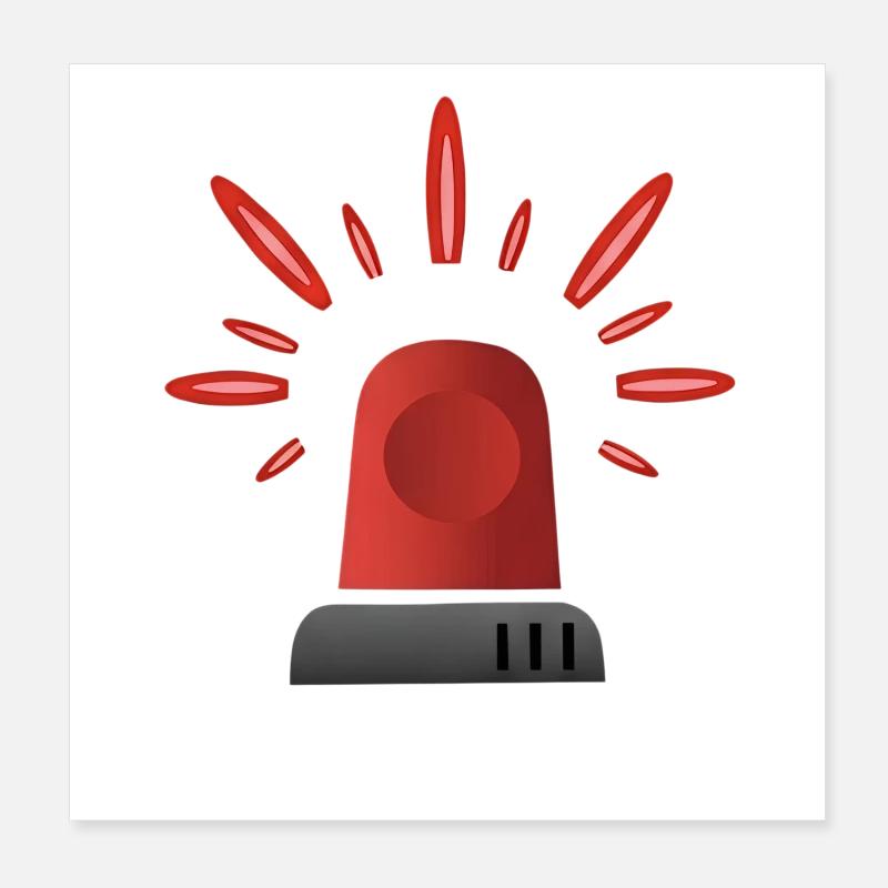 Red Siren Warning Light Poster 8" x 8" (20x20 cm)