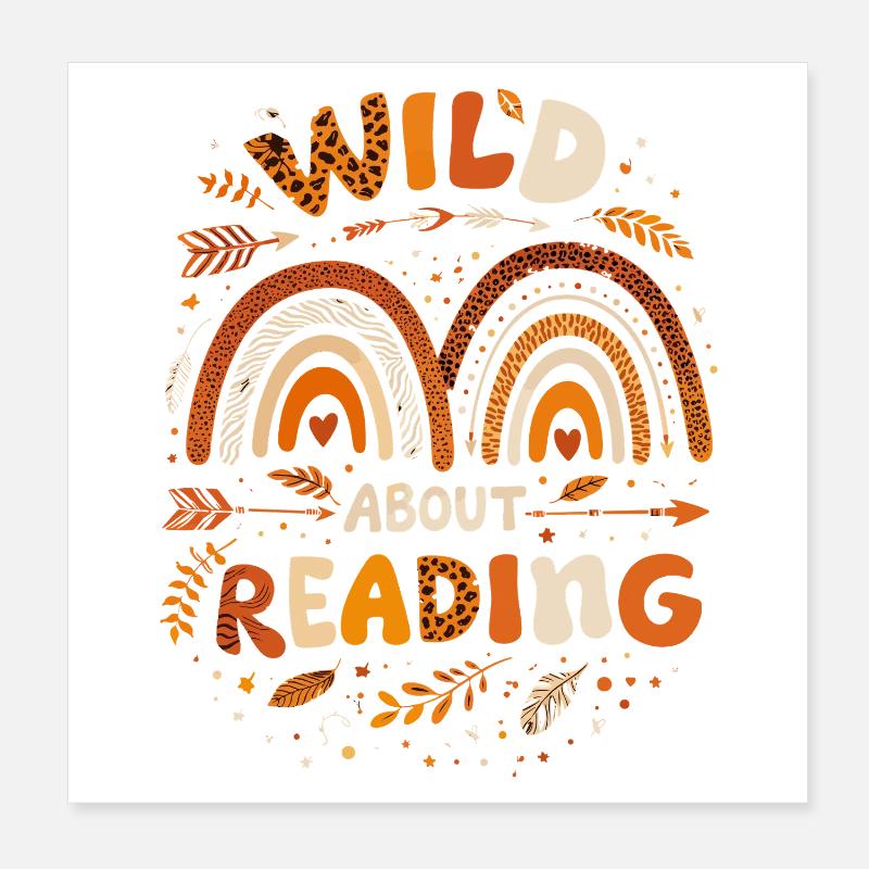 Reading Passion – Rainbow Bohemian & Leopard Poster 20x20 cm