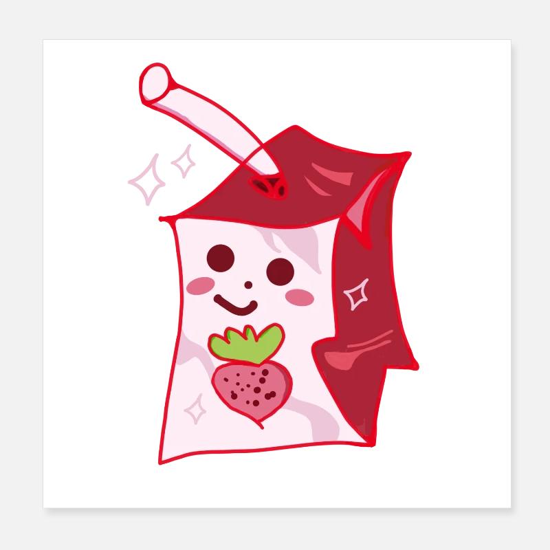 Boîte à lait à la fraise Poster 20 x 20 cm