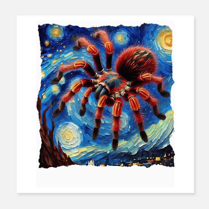 Nuit étoilée de la tarentule à genoux rouge Poster 20 x 20 cm