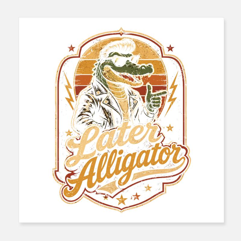 Plus tard Alligator Biker Alligator Poster 20 x 20 cm