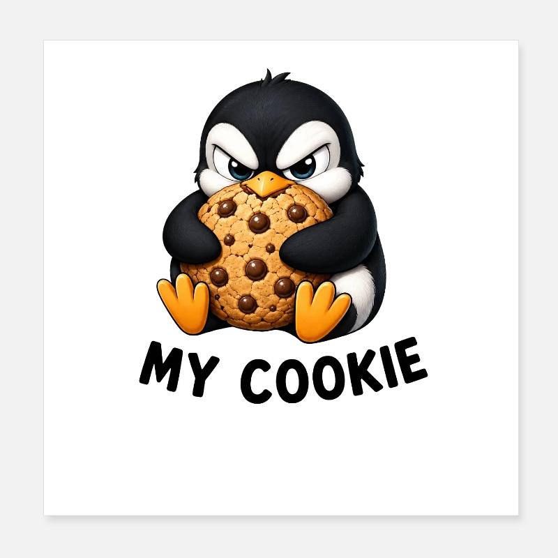 Dessert de biscuits pingouins dessinés dessinés mignons drôle Poster 20 x 20 cm