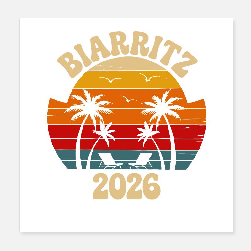 Biarritz Sunset 2026 Rétro Poster 20 x 20 cm