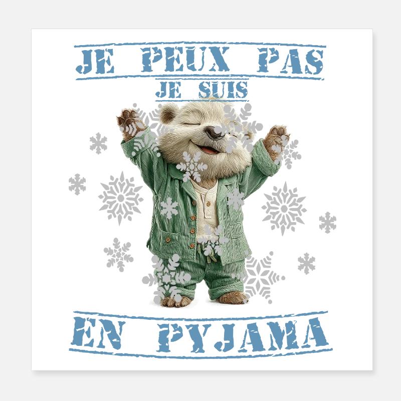 Hamster pyjama vert - Je peux pas j’suis en pyjama Poster 20 x 20 cm