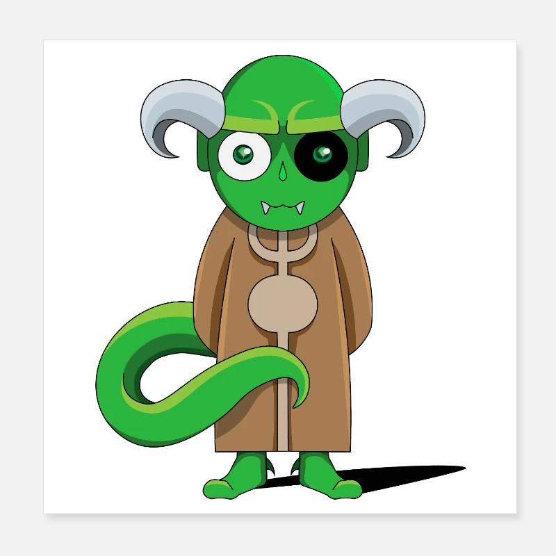 Démon Vert en robe marron Poster 20 x 20 cm