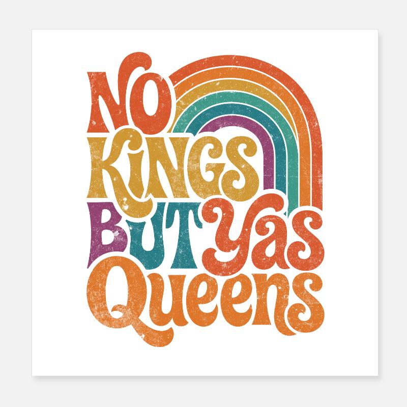 Pas de rois sauf Queens Retro Rainbow Poster 20 x 20 cm