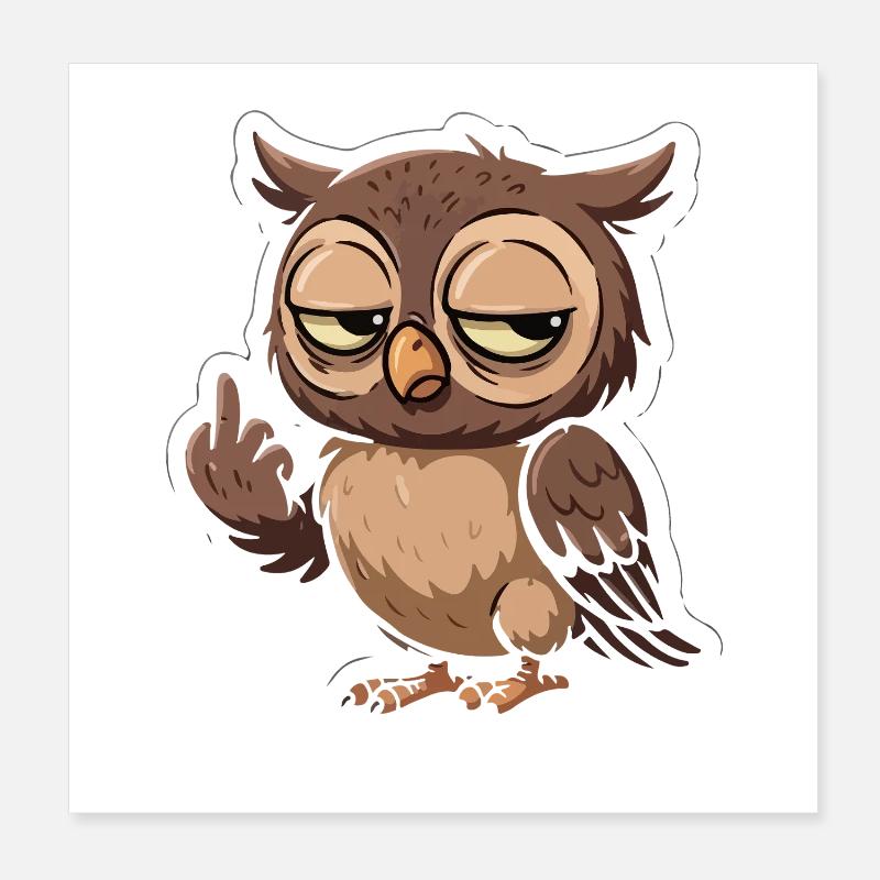 Freche Eulen-Geste Cartoon Poster 20x20 cm