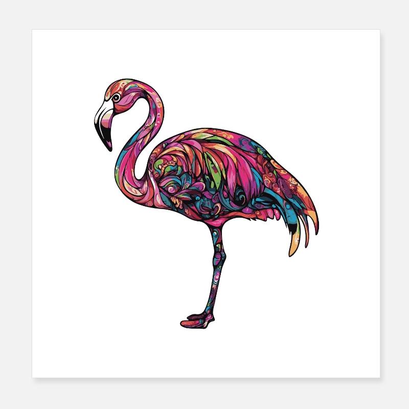 Flamingo Bunt Poster 20x20 cm
