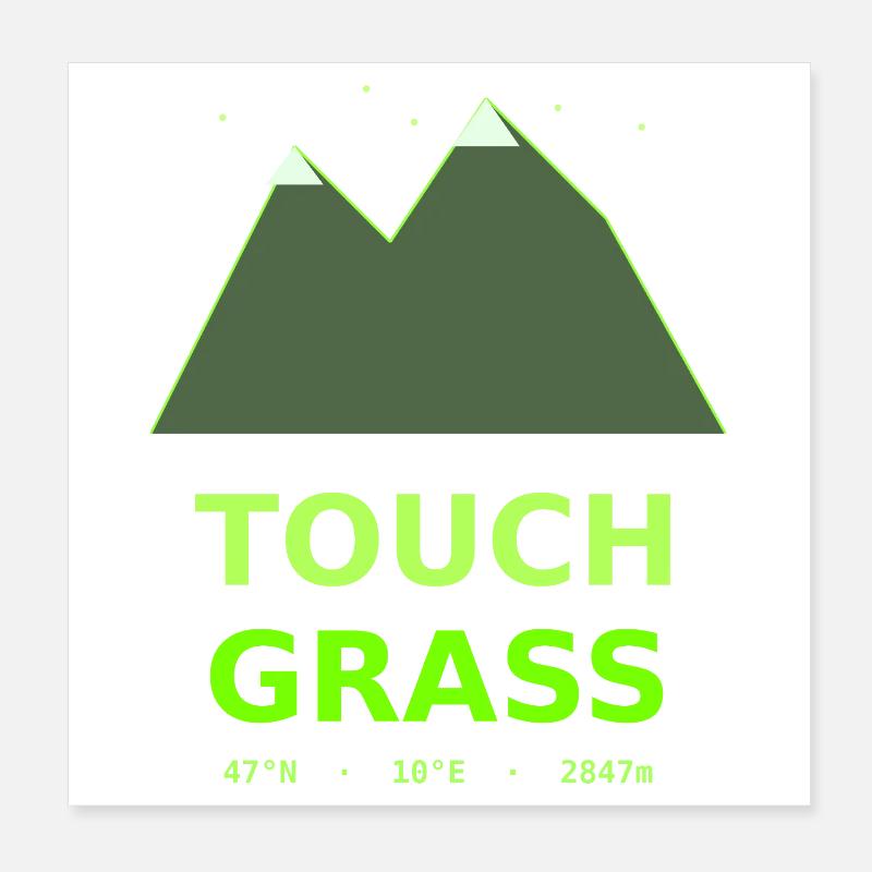 Neon Mountains Touch Grass Poster 8" x 8" (20x20 cm)