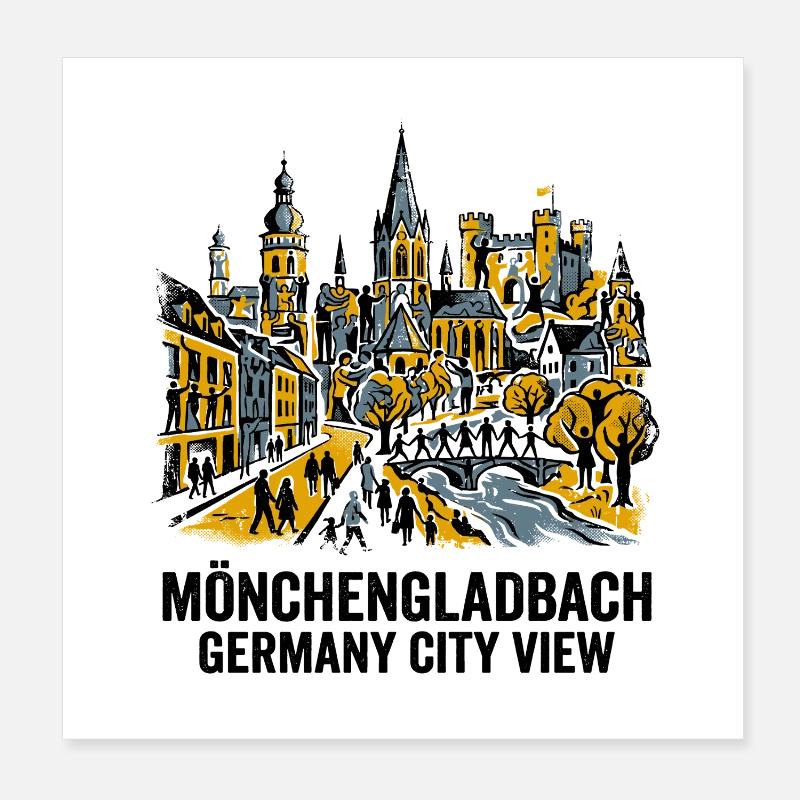 Mönchengladbach Germany Skyline And Local Poster 20x20 cm