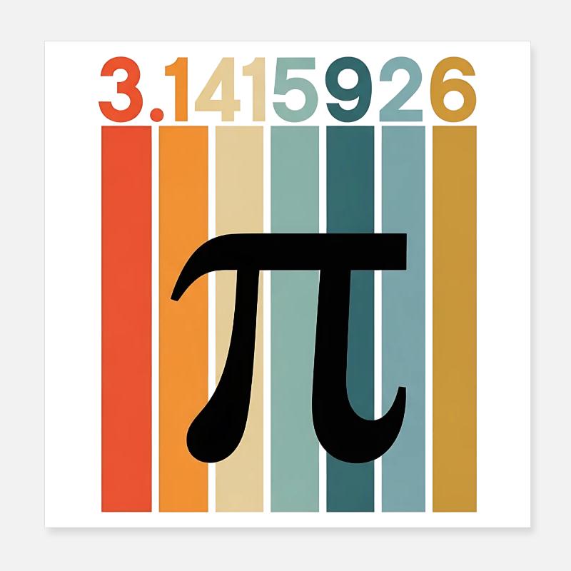 Pi Day Math Numbers Poster 8" x 8" (20x20 cm)