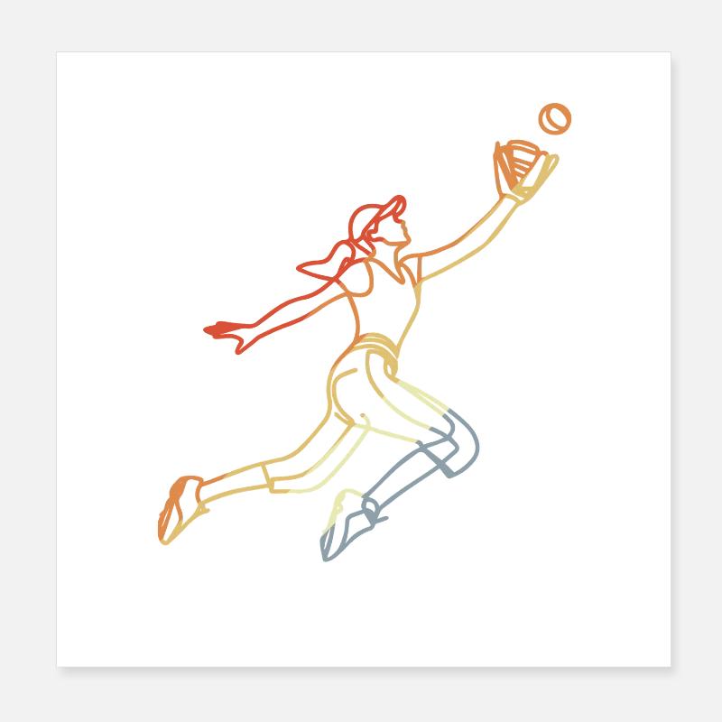 Sketch de joueuse de baseball Poster 20 x 20 cm