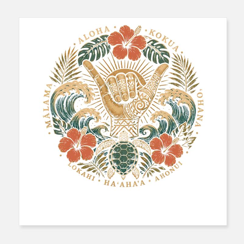 Aloha Shaka Values Poster 8" x 8" (20x20 cm)