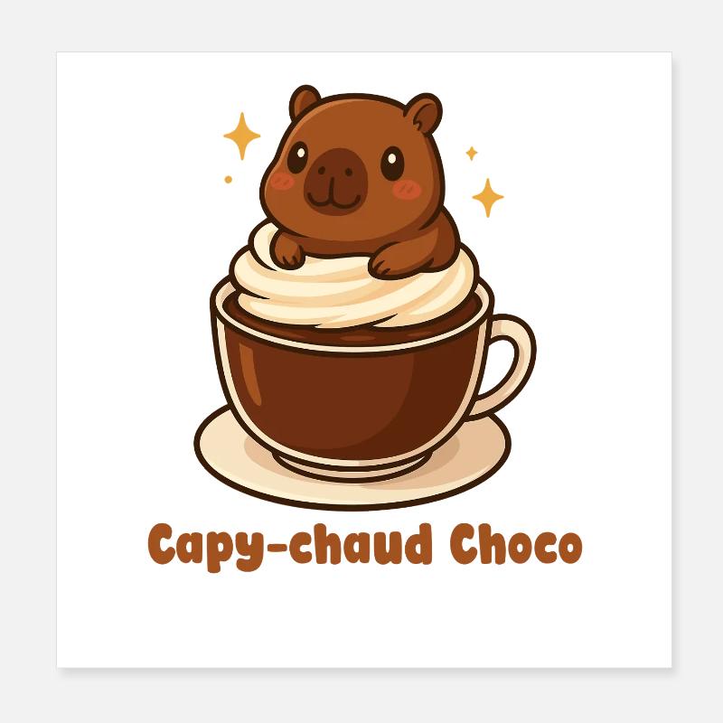 Chocolat chaud Choco Capybara Kawaii Poster 20 x 20 cm