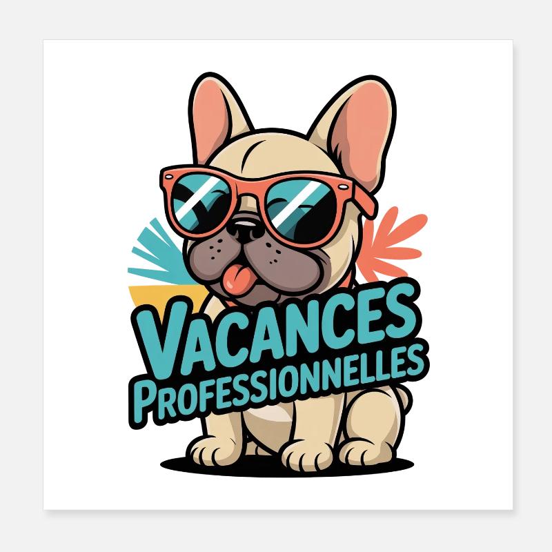 Bouledogue Vacances Professionnelles Poster 20 x 20 cm