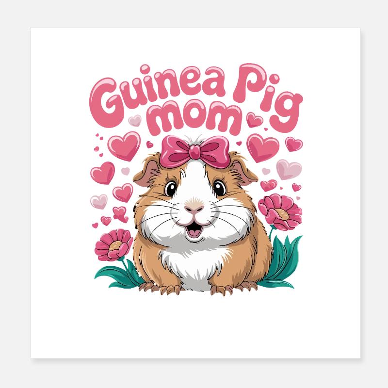 Motif mignon et mignon de la maman cochon d’Inde Poster 20 x 20 cm