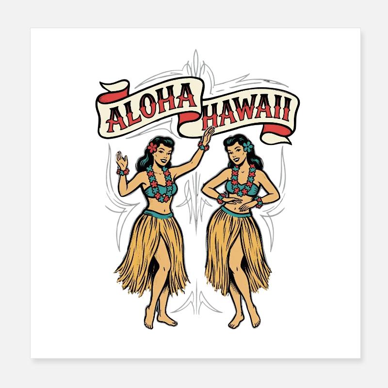 Danseurs de Hula Aloha Poster 20 x 20 cm