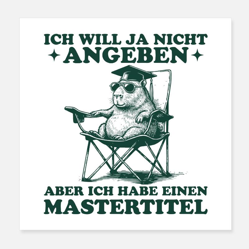 Mastertitel Capybara mit Master Abschluss Poster 20x20 cm