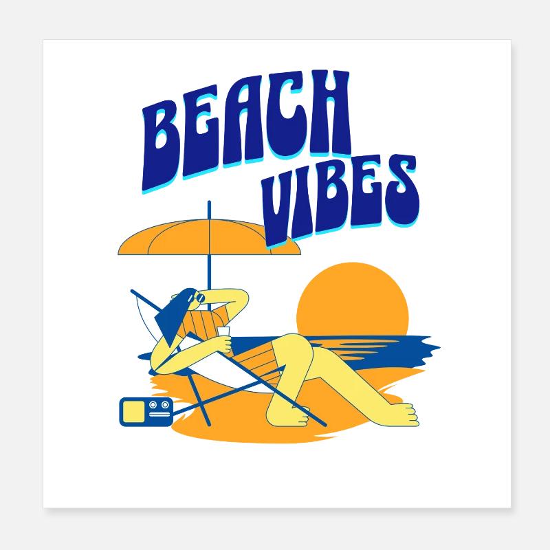 Beach Vibes Lounge Illustration Poster 8" x 8" (20x20 cm)