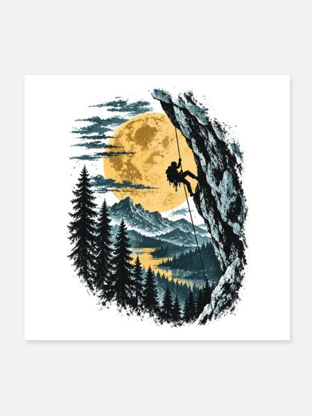 Klettern, Bergsteigen, Kletterer, Berg - Poster 20x20 cm - Weiß