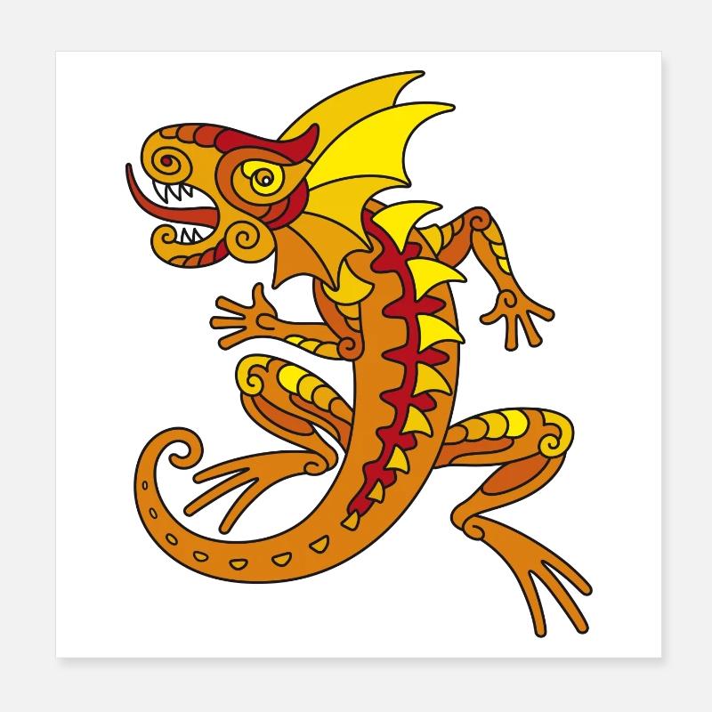 Echse (orange) Poster 20 x 20 cm