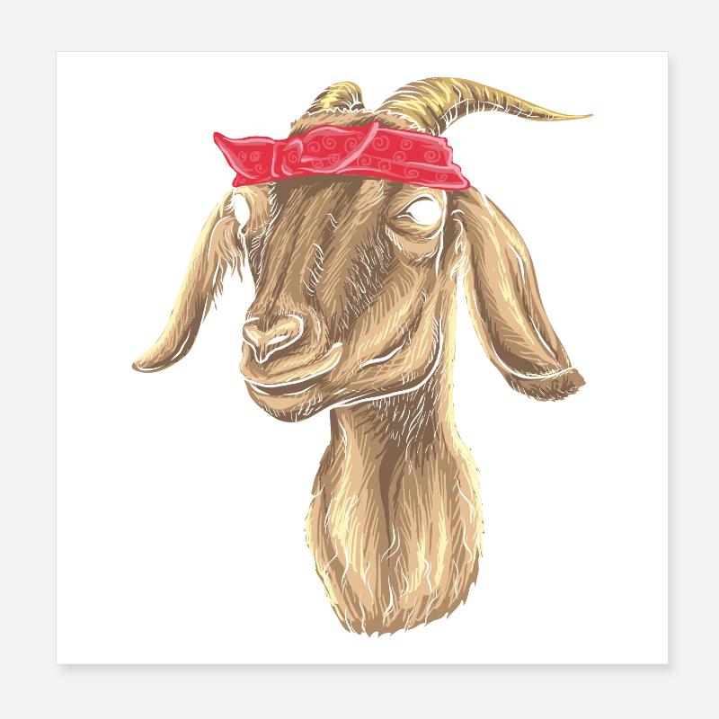 Ziege mit Bandana Poster 20x20 cm