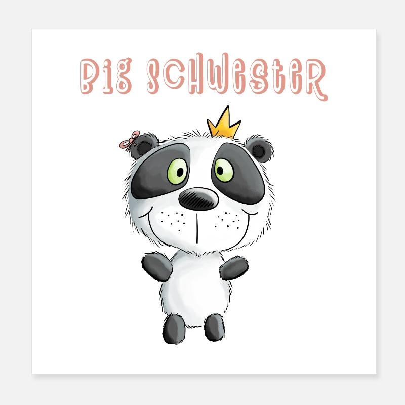 Big Schwester Panda Bär Prinzessin Poster 20x20 cm
