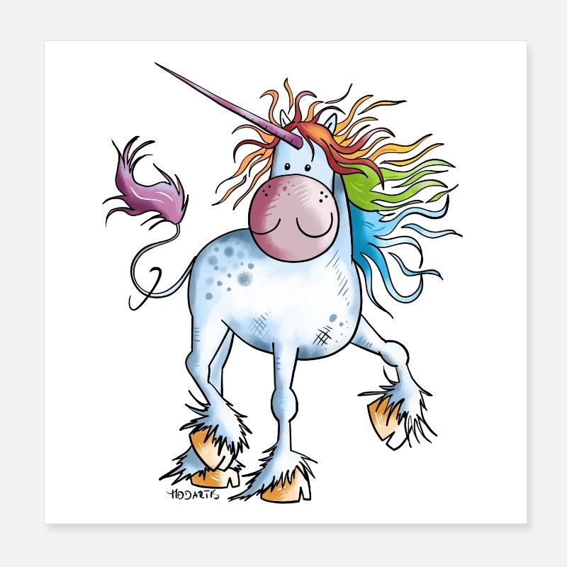 Regenbogen Einhorn Poster 20x20 cm