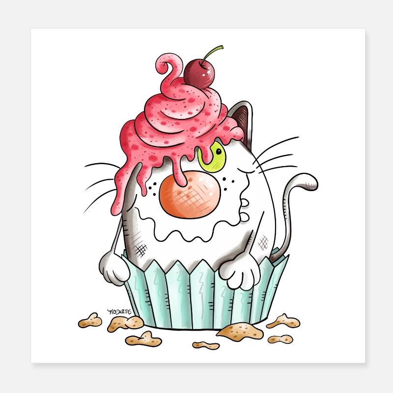 Chat et Muffin Poster 20 x 20 cm