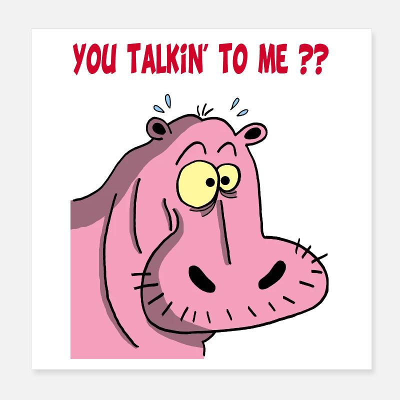 Rosa Nilpferd Poster 20x20 cm