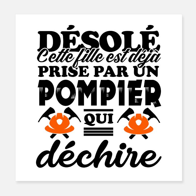 fille prise par un pompier qui déchire Poster 20 x 20 cm