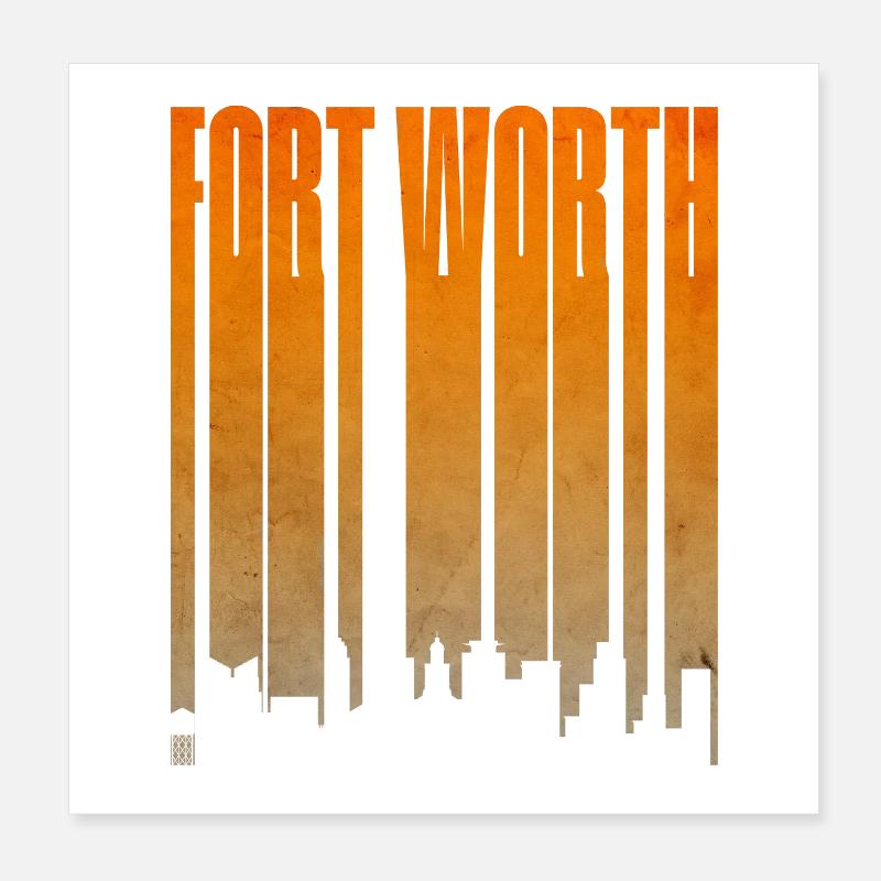 Pente de la silhouette de Fort Worth Poster 20 x 20 cm